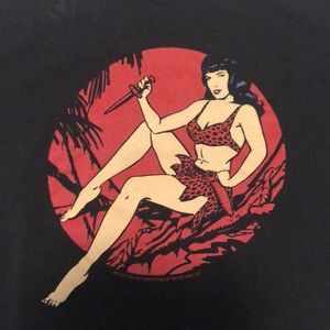 Black Bettie Page Jungle Crewneck Tee